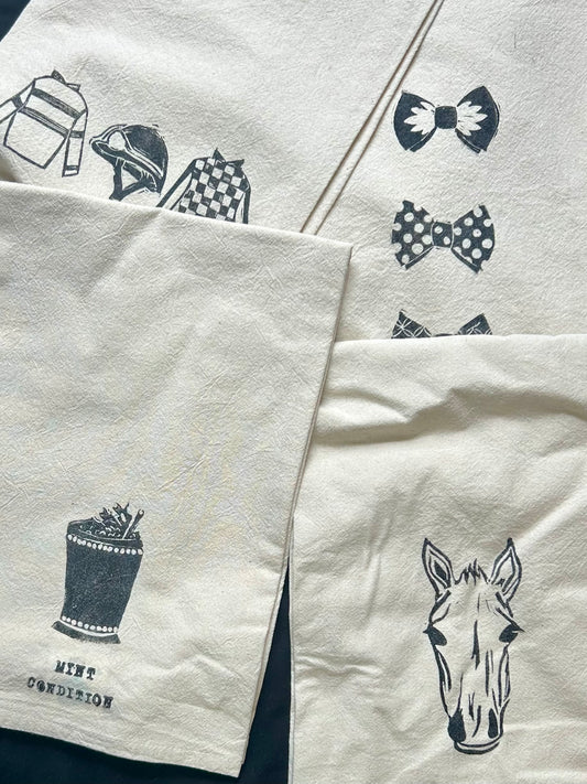 Horse Racing Flour Sack Towels - 27"x 27" natural ring spun cotton