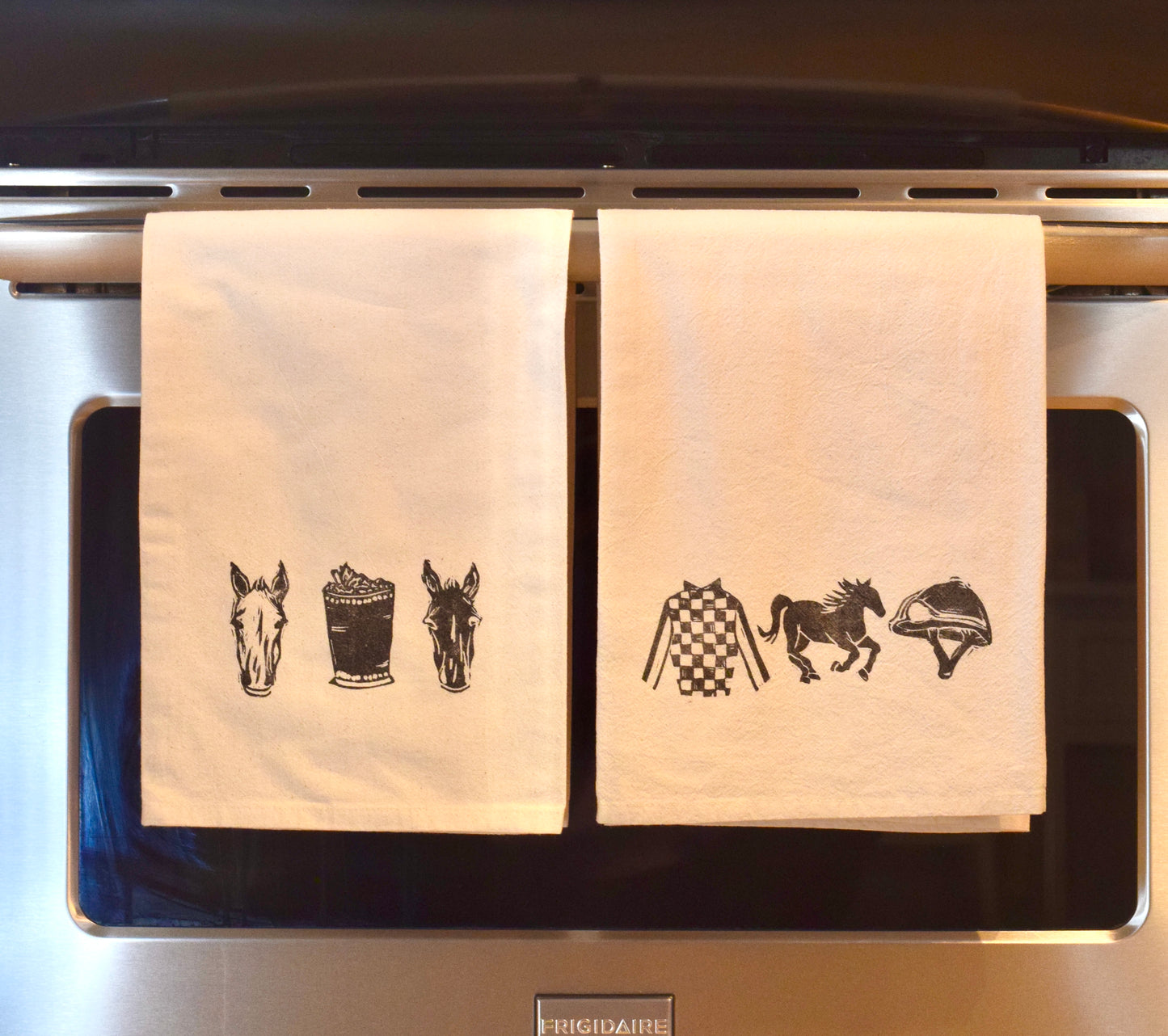 Horse Racing Flour Sack Towels - 27"x 27" natural ring spun cotton