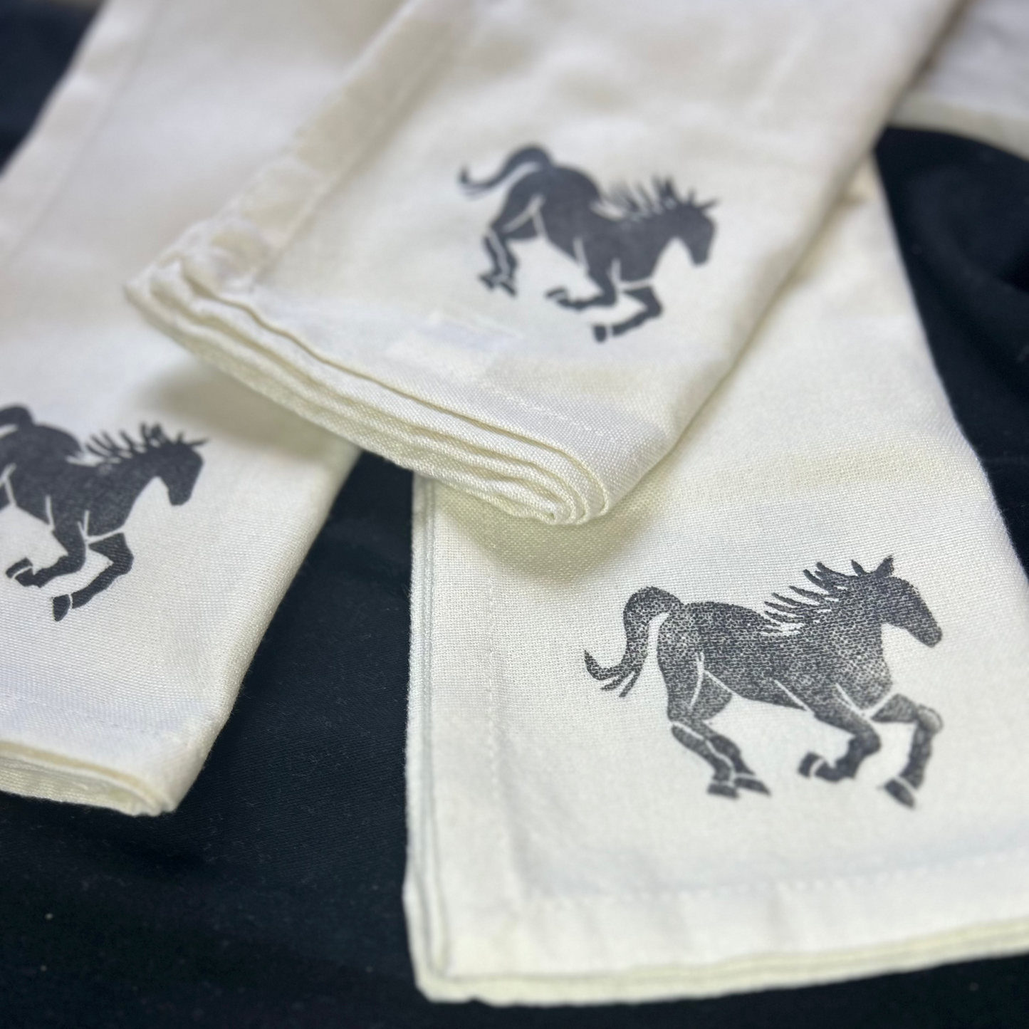 Cloth Horse Racing Napkins - 20"x 20" natural cotton