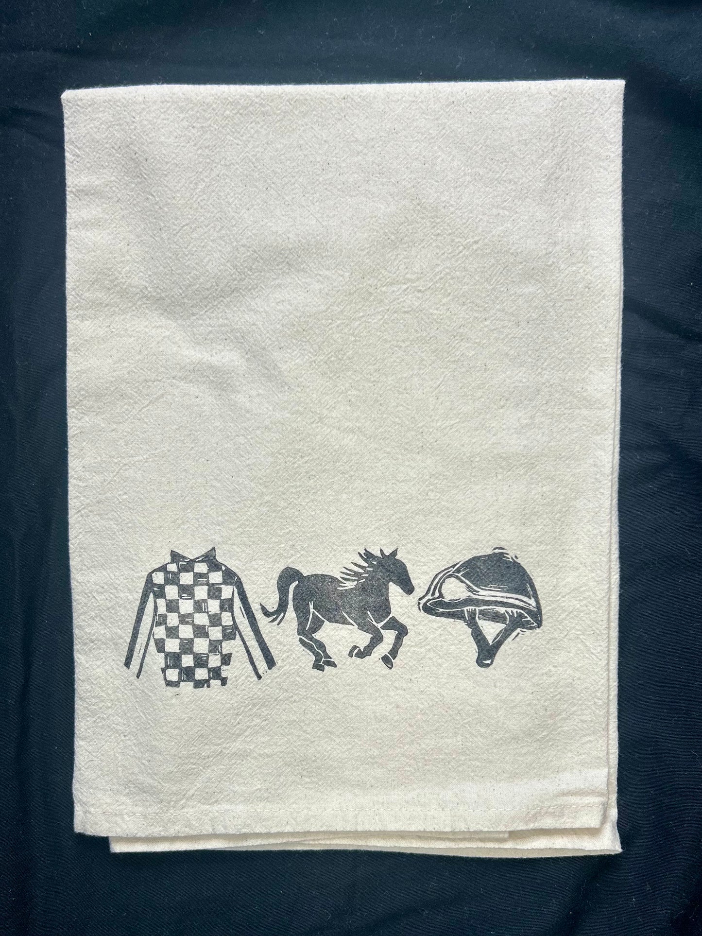 Horse Racing Flour Sack Towels - 27"x 27" natural ring spun cotton