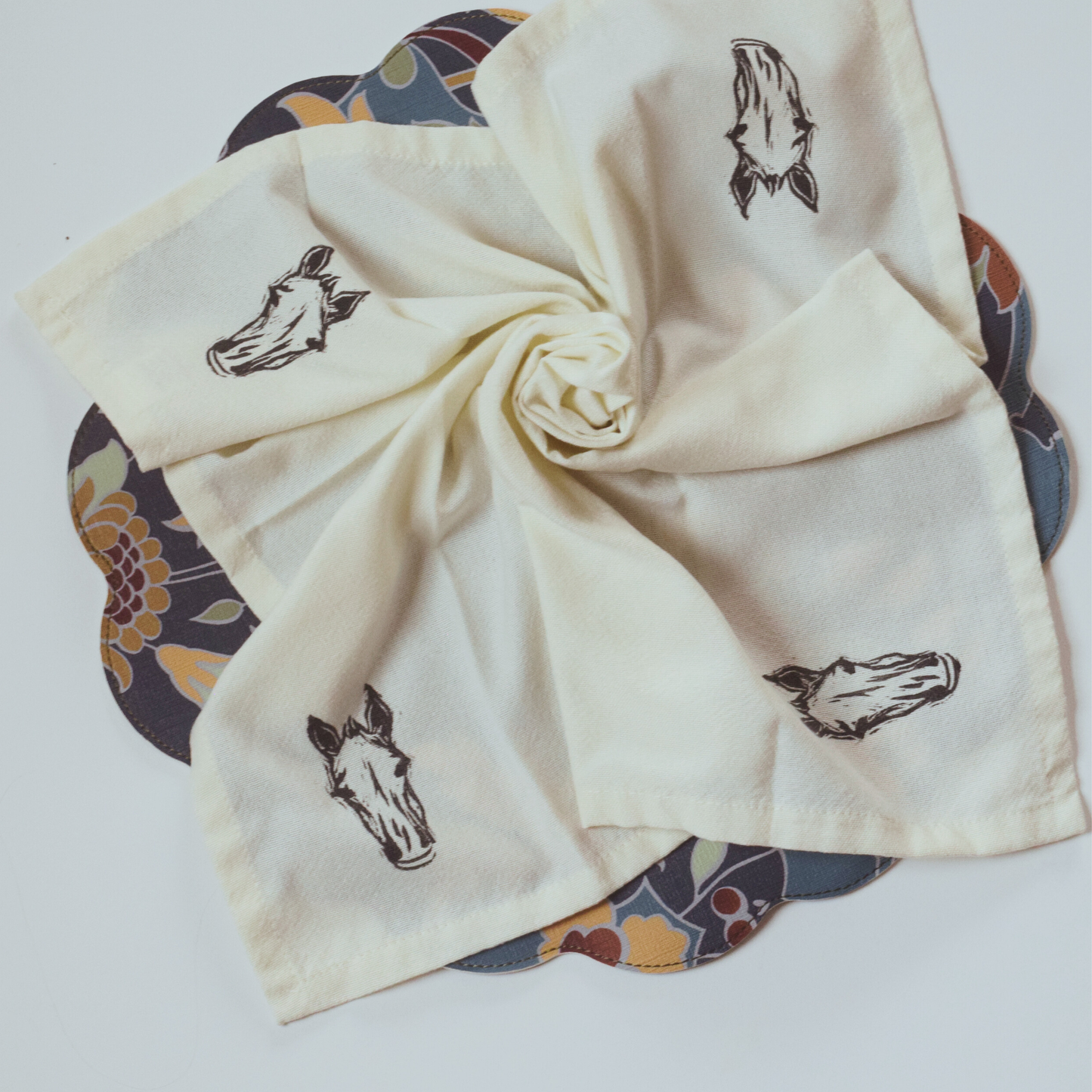 Cloth Horse Racing Napkins - 20"x 20" natural cotton