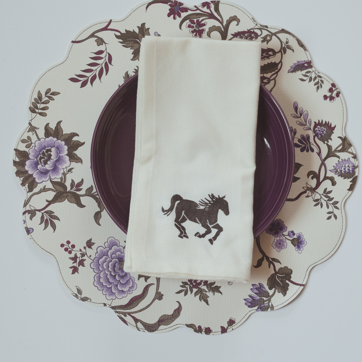 Cloth Horse Racing Napkins - 20"x 20" natural cotton